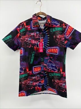 Surf Society by Drill Men’s Neon Casino Hotel California UV Protect Vented M NWT